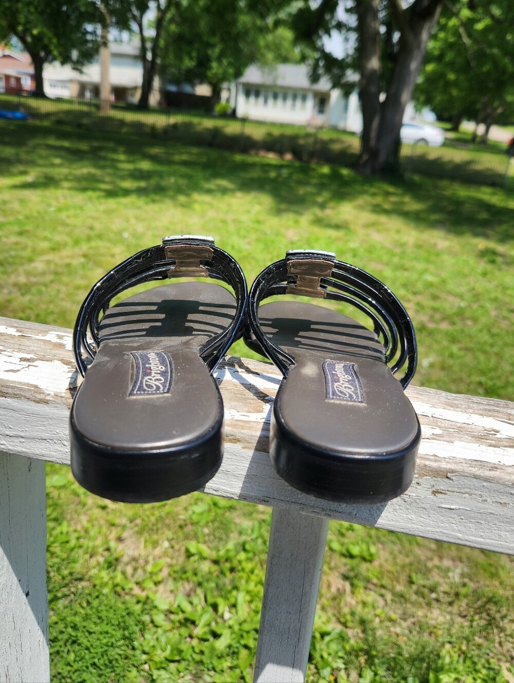 Brighton Strappy Slide Sandals With A Silver-Toned Square Adornment Size 7 EUC - Picture 4 of 16